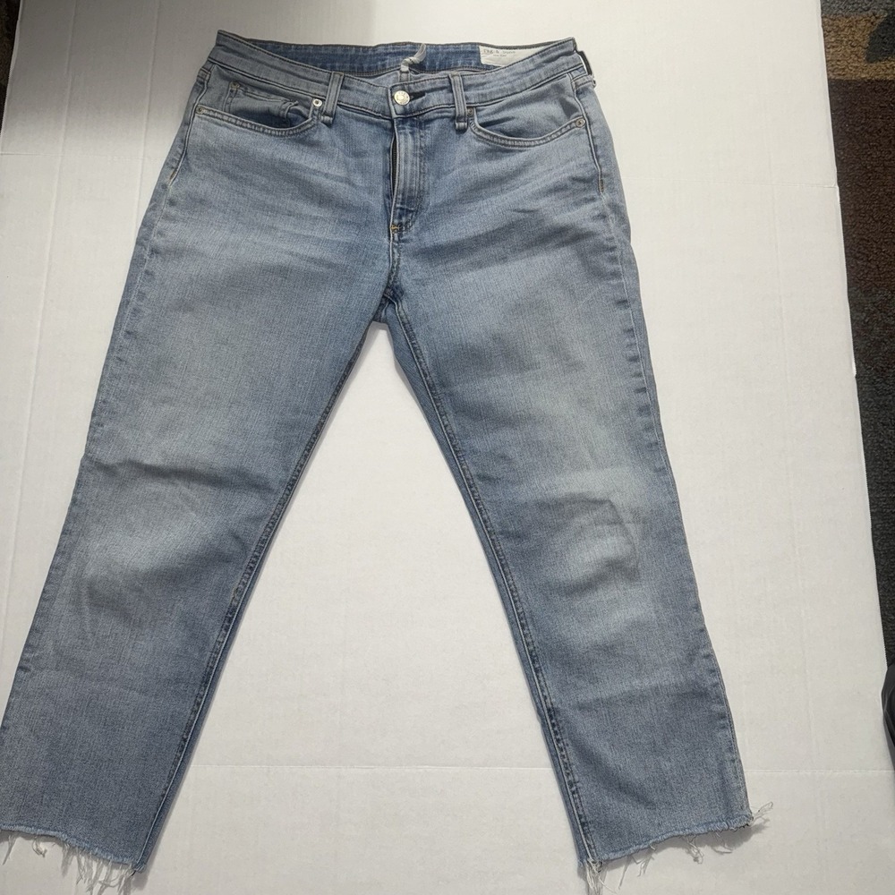 Rag & Bone Dre Low Rise Ankle Slim Boyfriend Jean Women 29 Light Wash Frayed Hem